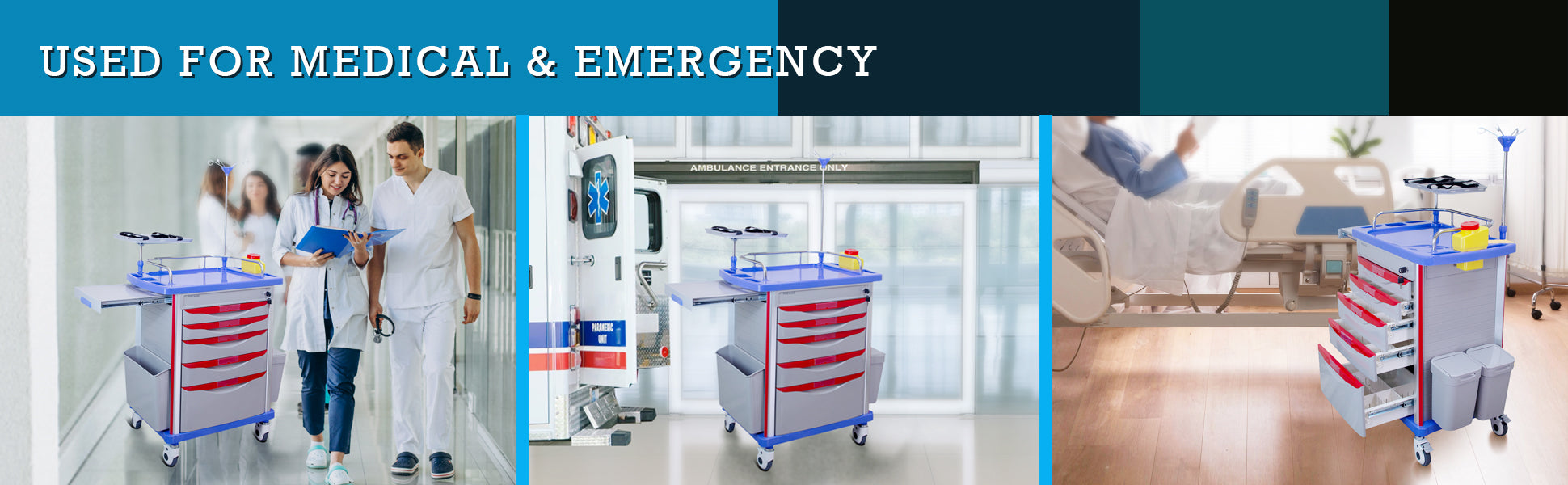 POCHAR-ET01-Emergency-Medical-Crash-Cart-with-Accessories