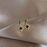 Neoclassical Green Crystal Earrings