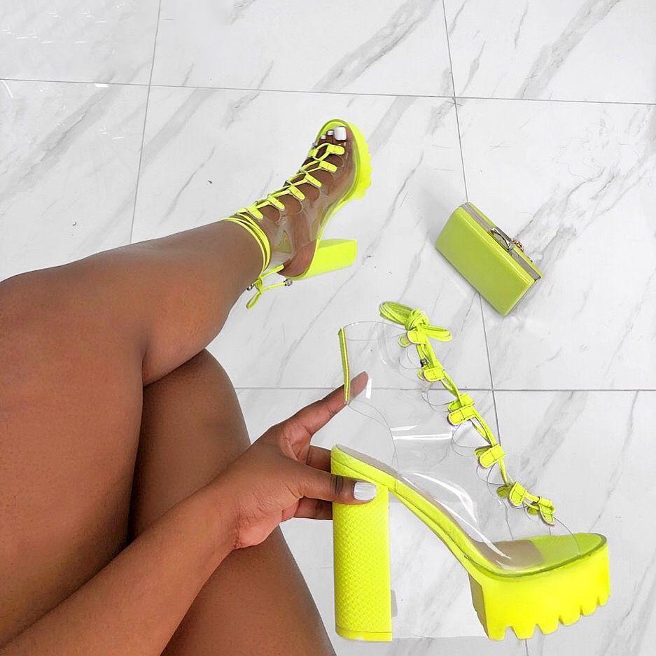 Jelly Sandals Open Toe Lace-up Gladiator High Heels Shoes Platfo