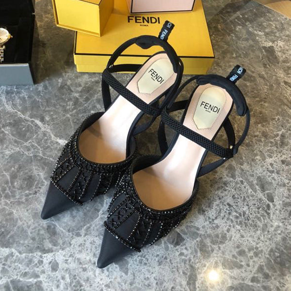 FENDI New style office pointed thin heel low heel shoes fashion metal buckle