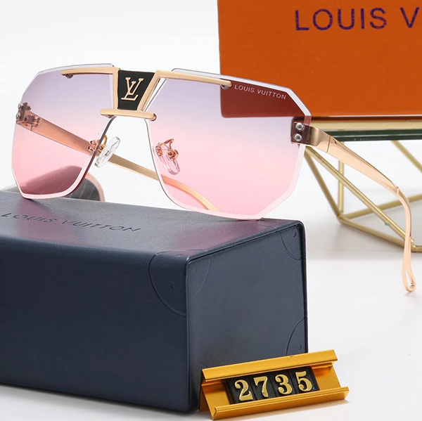 LV Louis Vuitton Letter Print Large Frame Sunglasses Men Women B