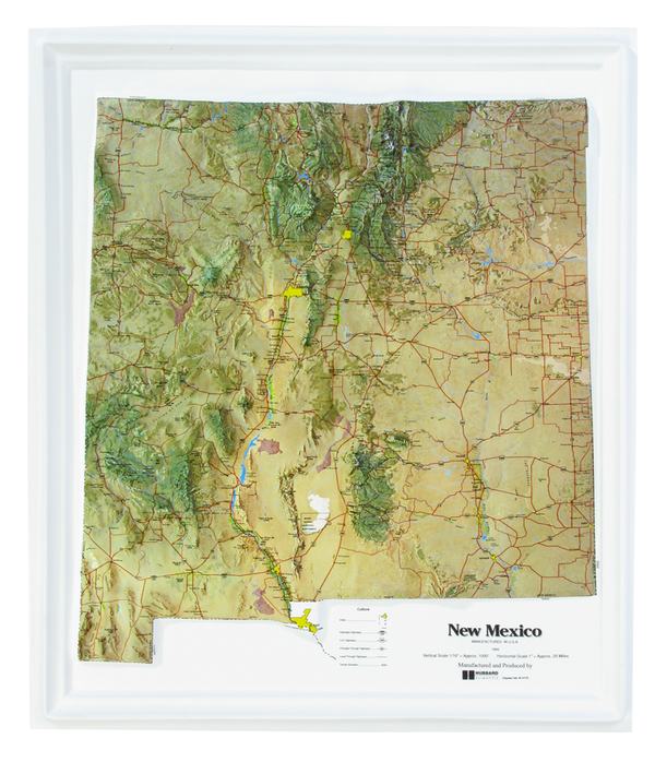 New Mexico Natural Color Relief (NCR) Series Raised Relief 3D map