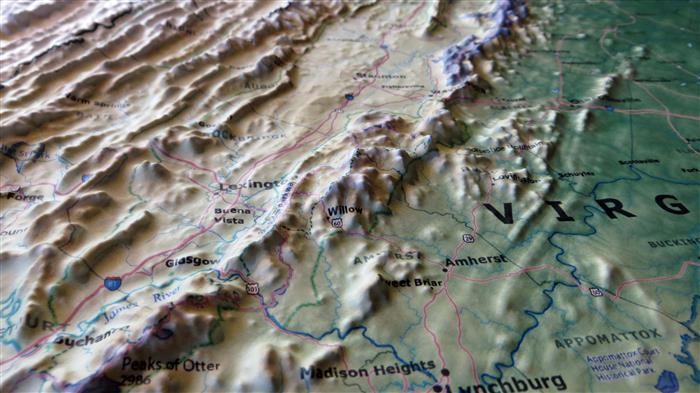 Virginia State Three Dimensional 3d Raised Relief Map 4226