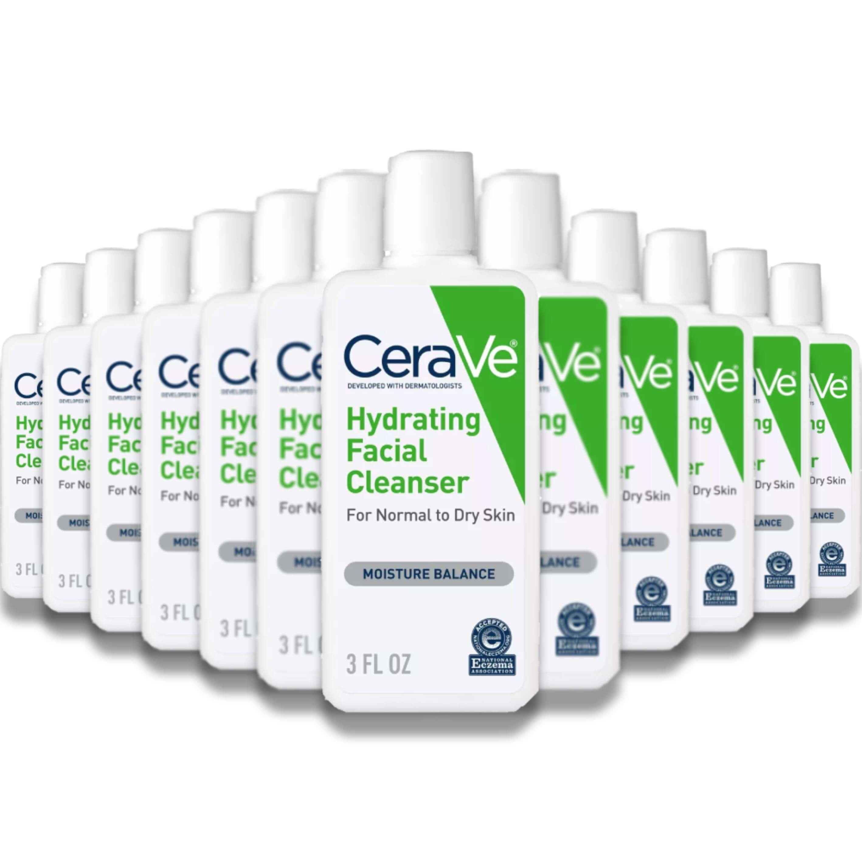 CeraVe - Face Wash Hydrating Facial Cleanser for Normal to Dry Skin - 3 Oz - 24 Pack - Travel Size