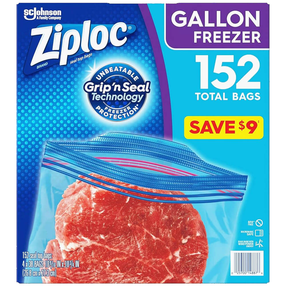 Ziploc Variety Pack – 54 Freezer Quart Bags – 38 Freezer Gallon Bags – 125  Sa
