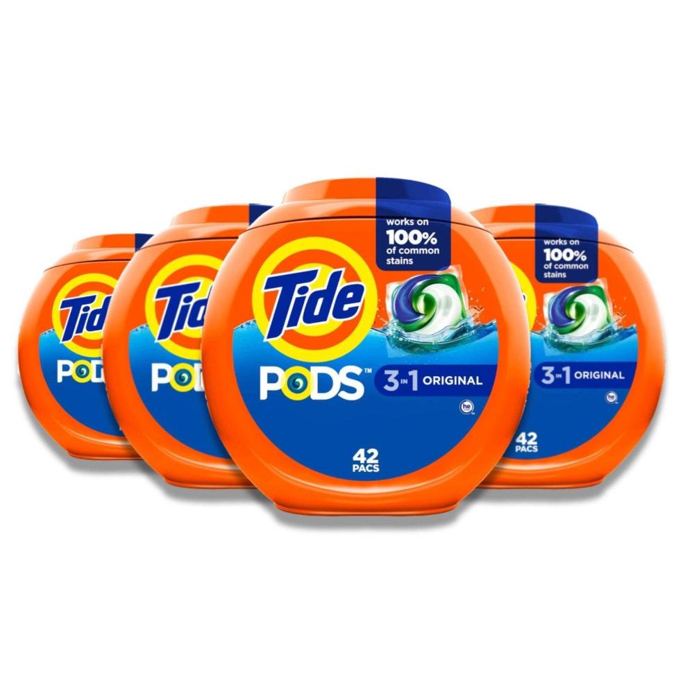 Tide - Pods Liquid Laundry Detergent Soap Pacs, 3-in-1, Original Scent - 42 Ct - 4 Pack