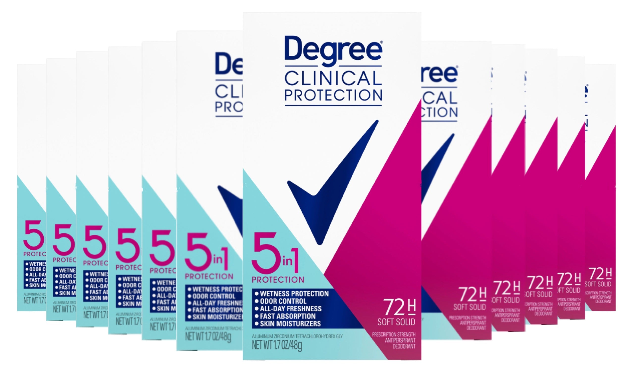 Degree Clinical Protection, 5 in 1 Protection Deodorant - 1.7 Oz - 12 Pack