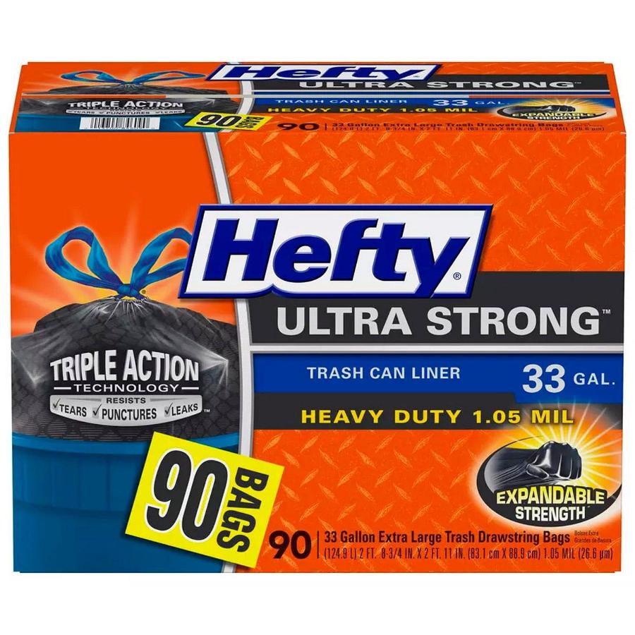 Hefty Bags, Drawstring, Heavy Duty, 13 Gallon, Extra Large - 40 bags