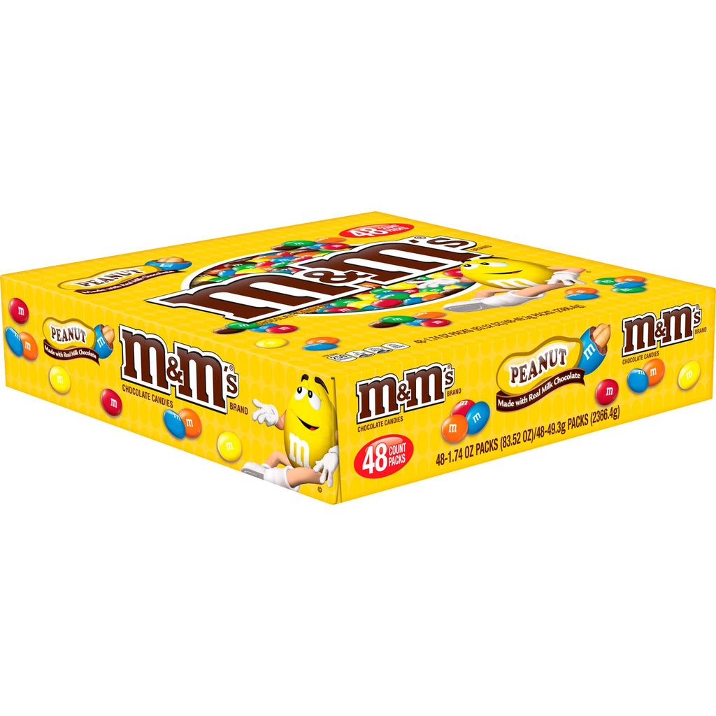 M&M's Milk Chocolate-Coated Candy with Peanuts 48 ct Box 8/Case