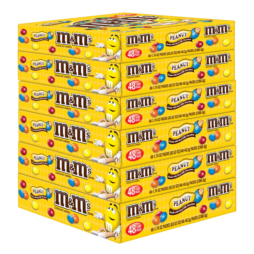 M&M'S Peanut Milk Chocolate Candy 1.74oz (48 Individual Packs)
