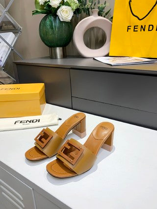 Fendi 2022 New Women Fashion Leather Casual High Heeled Shoes Flat Sandal Slippers