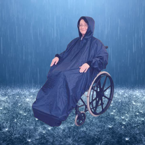 Ausnew Home Care | Wheelchair Mac with Sleeves - Blue | Keep You Dry In The Rain