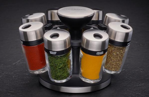 cole and mason spice jar carousel to store herbs and spices 