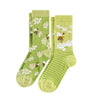 Kindersocken in grün mit Blumen und Bienen