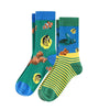 Kindersocken aus Biobaumwolle in grün und blau mit Schildkröten und Fischen