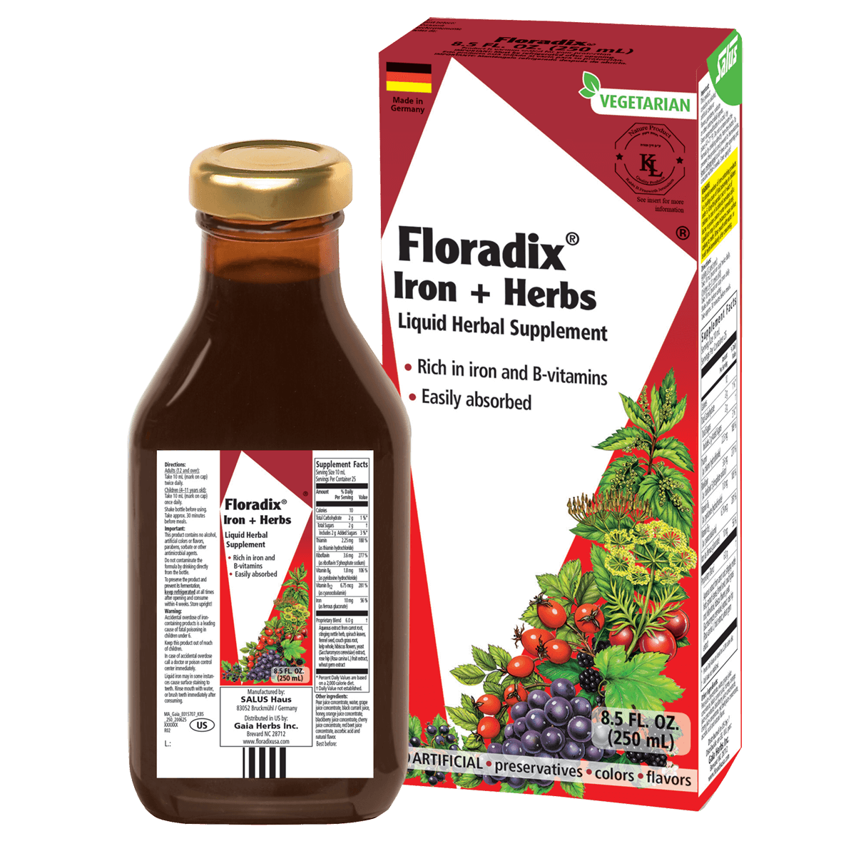 Floradix® Iron + Herbs Liquid Herbal Supplement - FloradixUSA.com product image