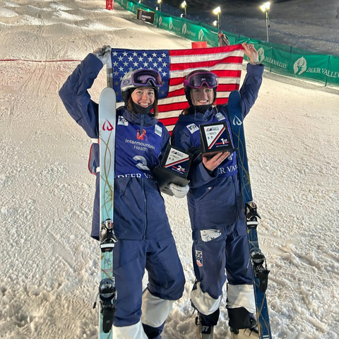 Jaelin Kauf celebrating at Deer Valley World Cup