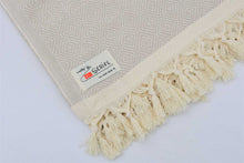 Load image into Gallery viewer, Handmade Turkish blanket, of 100% Turkish cotton, for everyday use - soothing beige.
