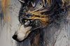 Acrylglasbild Abstrakter Wolf In Gold Und Grau Hochformat Crop