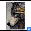 Acrylglasbild Abstrakter Wolf In Gold Und Grau Hochformat Motivvorschau