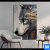 Acrylglasbild Abstrakter Wolf In Gold Und Grau Hochformat Produktvorschau