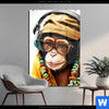 Acrylglasbild Affe Mit Kopfhoerern Brille Hochformat Produktvorschau