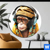 Acrylglasbild Affe Mit Kopfhoerern Brille Rund Produktvorschau