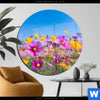 Acrylglasbild Blumenwiese Unter Blauem Himmel Rund Produktvorschau