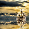 Acrylglasbild Buddha Bei Sonnenaufgang Rund Crop
