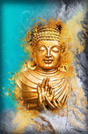 Acrylglasbild Buddha Gold Tuerkis Rund Crop
