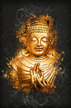 Acrylglasbild Buddha Golden Splash Hochformat Crop