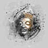 Acrylglasbild Buddha Grunge Stil Rund Crop