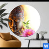 Acrylglasbild Buddha Kopf Seerose Rund Produktvorschau