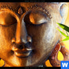 Acrylglasbild Buddha Kopf Seerose Rund Zoom
