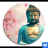 Acrylglasbild Buddha Statue Mit Kirschblueten Rund Motivvorschau