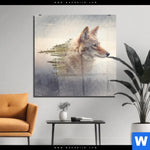 Acrylglasbild mit dem Bild Fuchs & Wald im Format Quadrat kaufen.