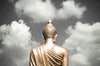 Acrylglasbild Goldene Buddha Statue Rund Crop