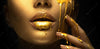 Acrylglasbild Goldene Lippen Panorama Crop
