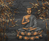 Acrylglasbild Goldener Buddha Bambus Rund Crop