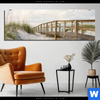 Acrylglasbild Holzsteg Duenen Panorama Produktvorschau