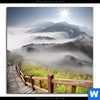 Acrylglasbild Holztreppe Auf Berg Mit Wolken Quadrat Motivvorschau