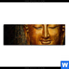 Acrylglasbild Laechelnder Buddha In Gold Panorama Motivvorschau