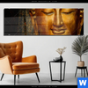 Acrylglasbild Laechelnder Buddha In Gold Panorama Produktvorschau