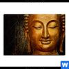 Acrylglasbild Laechelnder Buddha In Gold Querformat Motivvorschau