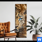 Acrylglasbild mit dem Bild Leopard im goldenen Dschungel im Format Schmal kaufen.