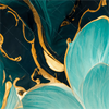 Acrylglasbild Marmor Blueten In Tuerkis Gold Panorama