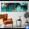 Acrylglasbild Marmor Blueten In Tuerkis Gold Panorama Produktvorschau