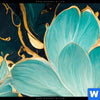 Acrylglasbild Marmor Blueten In Tuerkis Gold Panorama Zoom