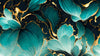 Acrylglasbild Marmor Blueten In Tuerkis Gold Rund Crop