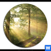 Acrylglasbild Morgenspaziergang Im Nebeligem Wald Rund Motivvorschau